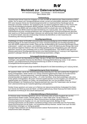 Merkblatt zur Datenverarbeitung - R+V Maklerportal - R+V ...
