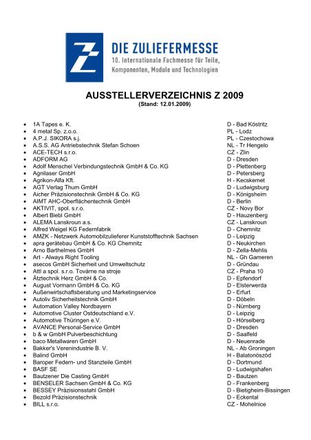 ausstellerverzeichnis z 2009 - Leipziger Messe