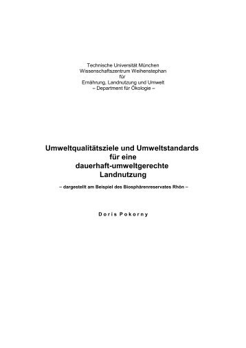 Umweltqualitätsziele und Umweltstandards für eine dauerhaft ...