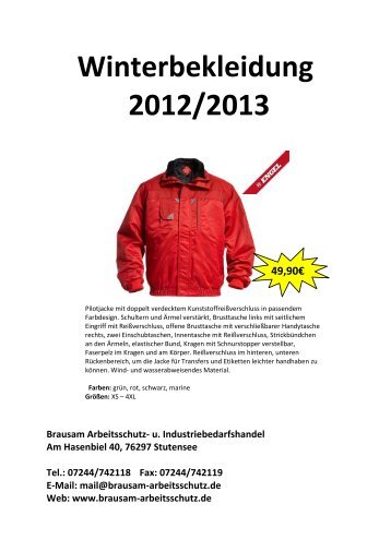 Winterbekleidung 2012/2013 - Brausam Arbeitsschutz