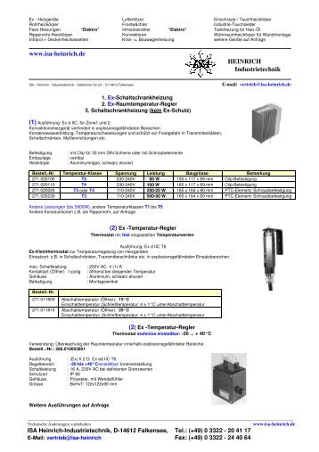 Ex-Schaltschrankheizung.sam - ISA Heinrich - Industrietechnik