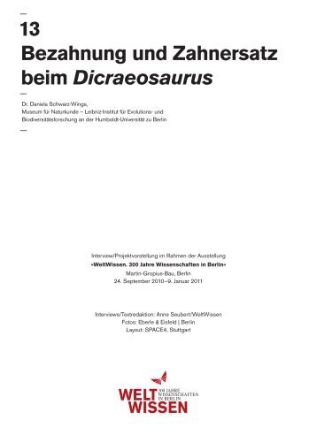 13 Bezahnung und Zahnersatz beim Dicraeosaurus - WELTWISSEN ...
