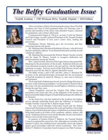 The Belfry Graduation Issue 2010 - Norfolk Academy