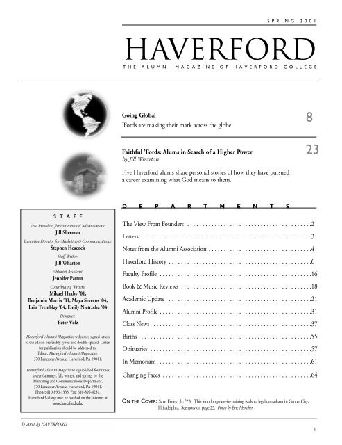 galleri ansvar pianist Spring 2001 - Haverford College