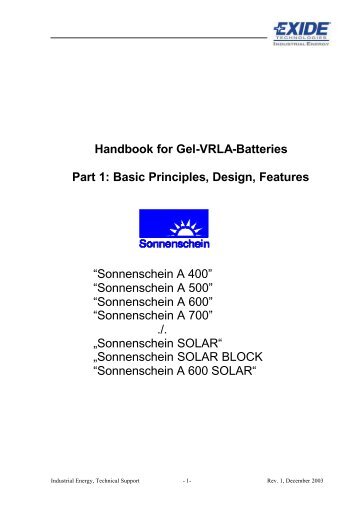 Handbook For Gel-VRLA-Batteries Part 1 - Sonnenschein dryfit Gel ...