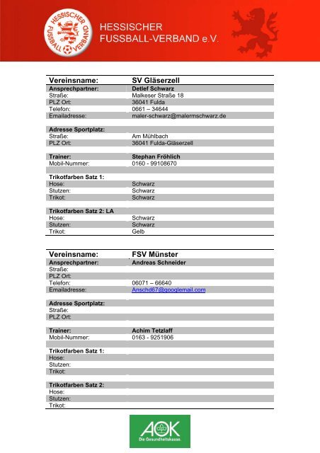 Anschriftenverzeichnis AOK Hessenliga B-Juniorinnen Saison 2012 ...