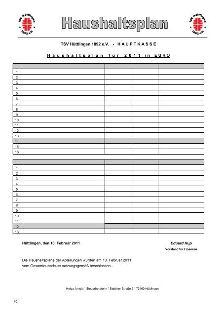 Jahresbericht 2010/11 - TSV Hüttlingen 1892 eV