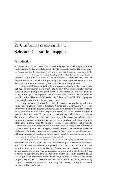 21 Conformal mapping II: the Schwarz–Christoffel mapping