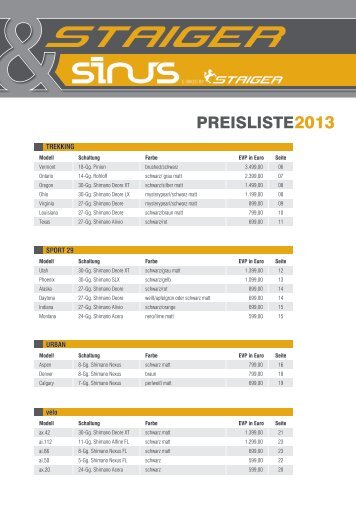 Preisliste 2013 - Staiger