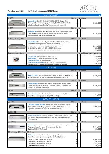 ATOLL Preisliste als PDF - AUDIUM