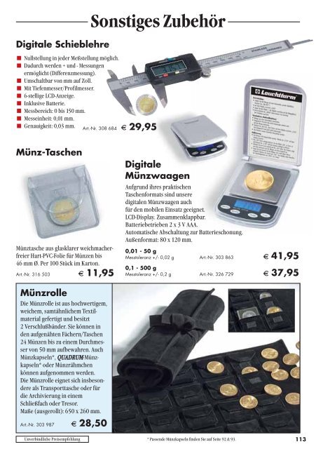 ZUBEHÖR FÜR NUMISMATIKER - Leuchtturm