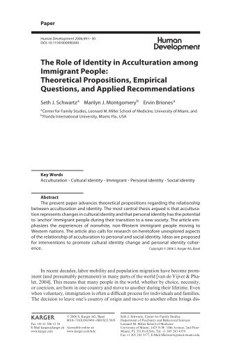 The Role of Identity in Acculturation among Immigrant People ...