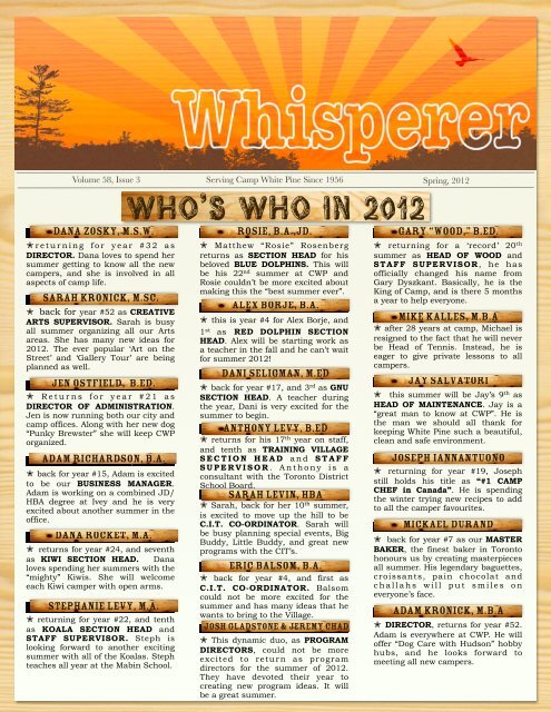 The Whisperer Camp White Pine