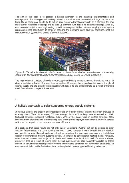 Solar-supported heating networks in multi-storey residential buildings