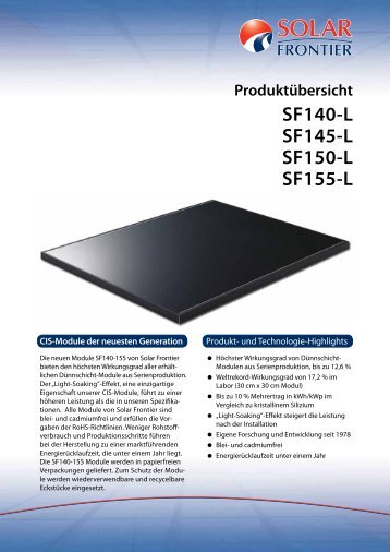 Produktübersicht SF140-L SF145-L SF150-L SF155-L - SunEnergy