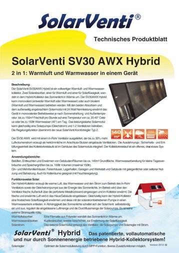 SolarVenti SV30 AWX Hybrid - energie+innovation