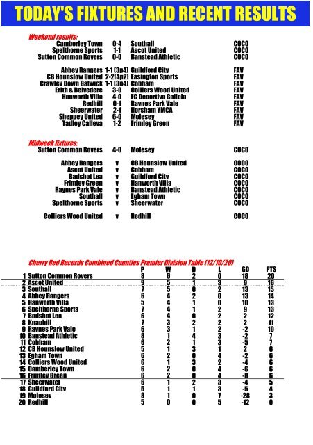 Ascot United v Cobham 131020