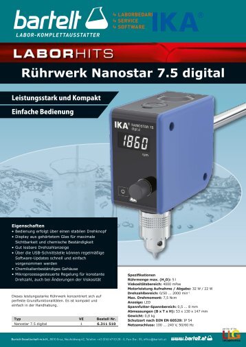 Laborhit: IKA Rührwerk NANOSTAR 7.5 digital