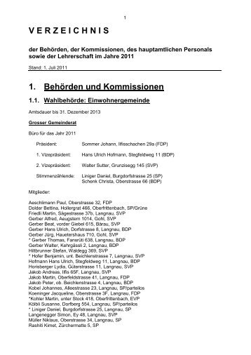 1. Behörden und Kommissionen 1.1. Wahlbehörde - SVP Sektion ...