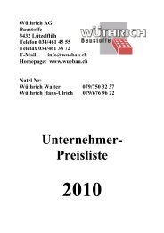 Unternehmer- Preisliste - Wüthrich AG
