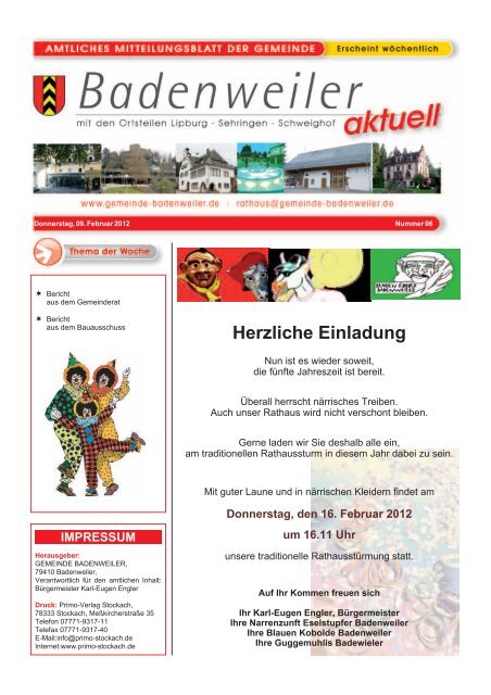 Herzliche Einladung - Gemeinde Badenweiler