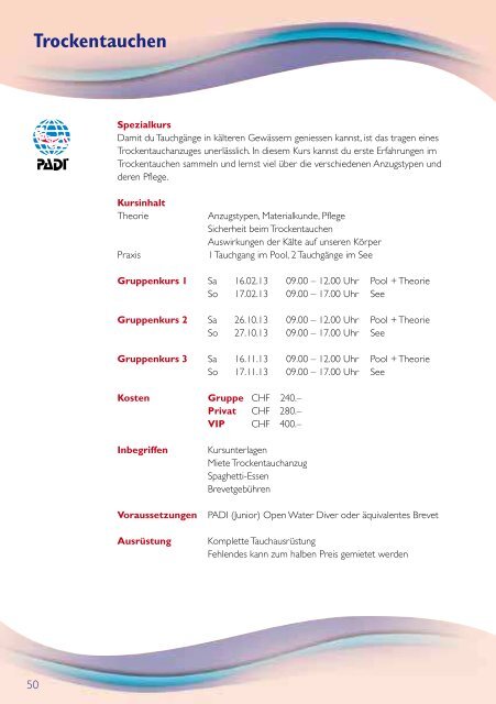 Kursprogramm 2013 - Tauchsport Käser AG
