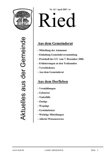 Bericht der Finanzkommission - Gemeinde Ried b. Kerzers