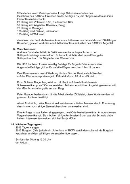 Anträge der RPK zur Jahresrechnung 2011 - EASV