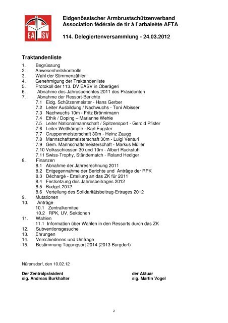 Anträge der RPK zur Jahresrechnung 2011 - EASV