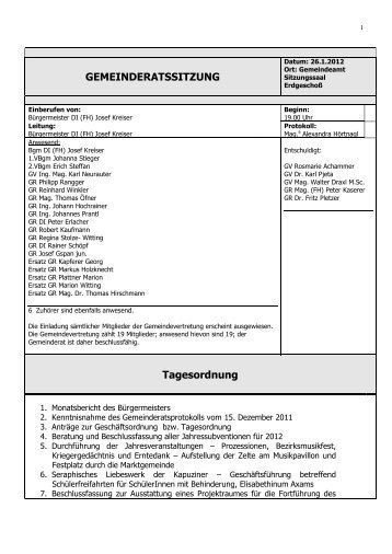 GEMEINDERATSSITZUNG Tagesordnung - Zirl