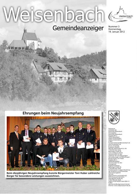 Zahlreiche Ehrungen beim Neujahrsempfang - weisenbach.de