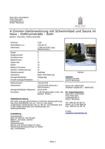 4-Zimmer-Gartenwohnung mit Schwimmbad und Sauna im Haus ...