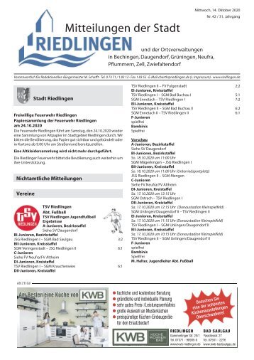 Amtliches Mitteilungsblatt Riedlingen 14.10.2020