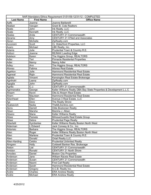Coe Complete 042512 - Greater Boston Real Estate Board