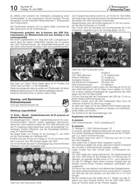 Mitteilungsblatt KW 25 - 2009 - Gemeinde Erdmannhausen