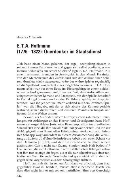 ETA Hoffmann (1776 – 1822): Querdenker im Staatsdienst - Manz