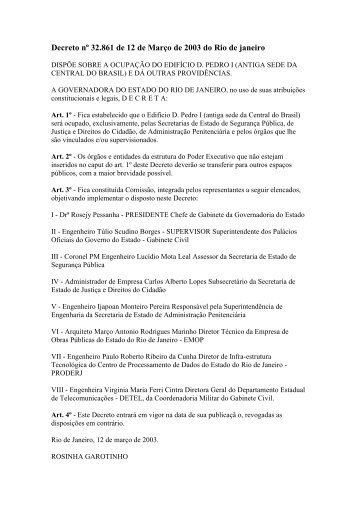 Decreto nº 32.861 de 12 de Março de 2003 do Rio de janeiro