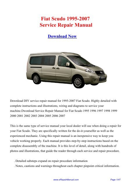 Fiat Scudo 1995-2007 Service Repair Manual