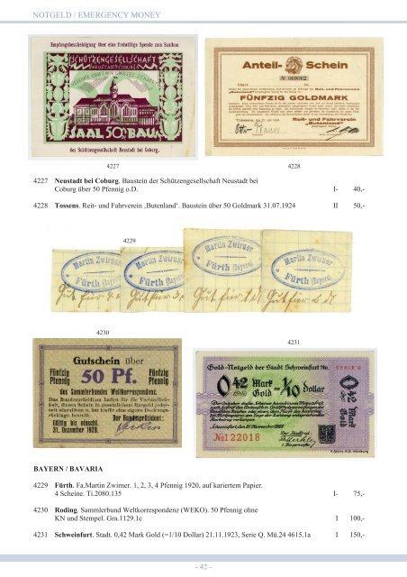 92. Auktion - Banknoten & Notgeld - Emporium Hamburg