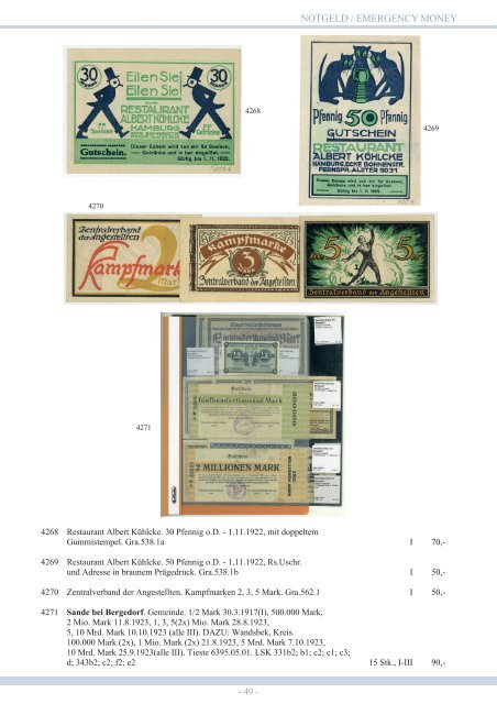 92. Auktion - Banknoten & Notgeld - Emporium Hamburg