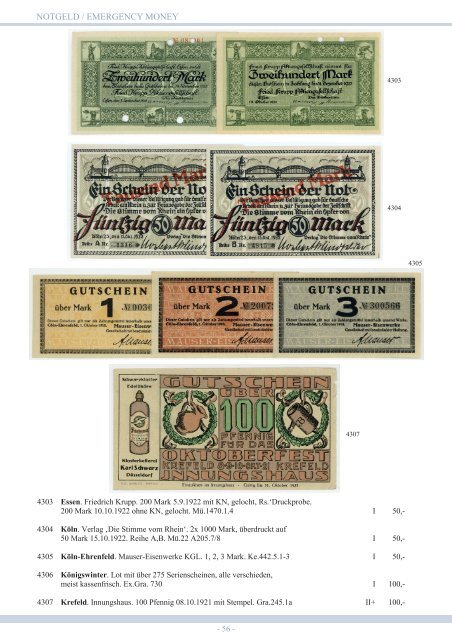 92. Auktion - Banknoten & Notgeld - Emporium Hamburg