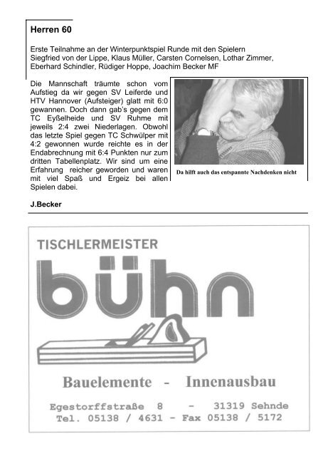 knapp aus - April 2007 - Turnverein Eintracht Sehnde von 1894 eV