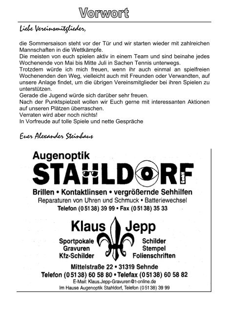 knapp aus - April 2007 - Turnverein Eintracht Sehnde von 1894 eV