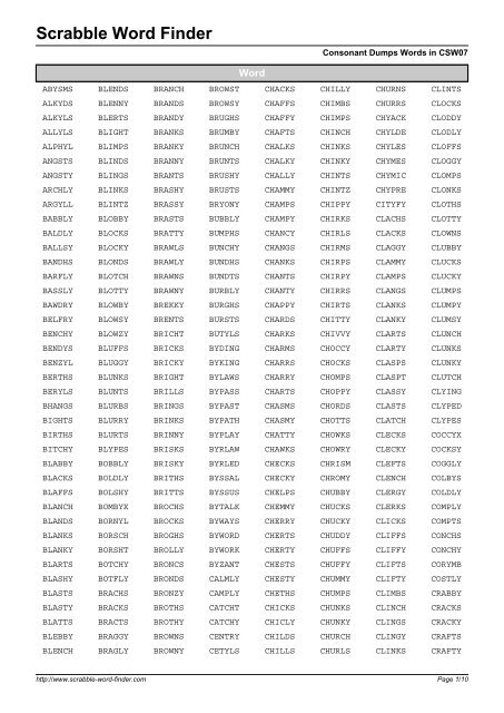 Word List - Scrabble Word Finder