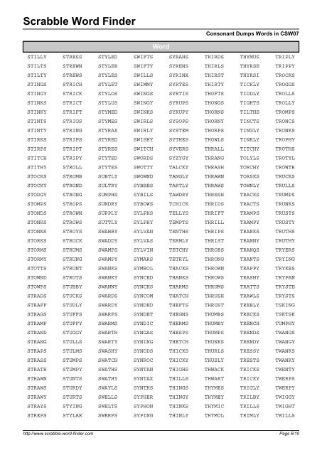 Word List - Scrabble Word Finder