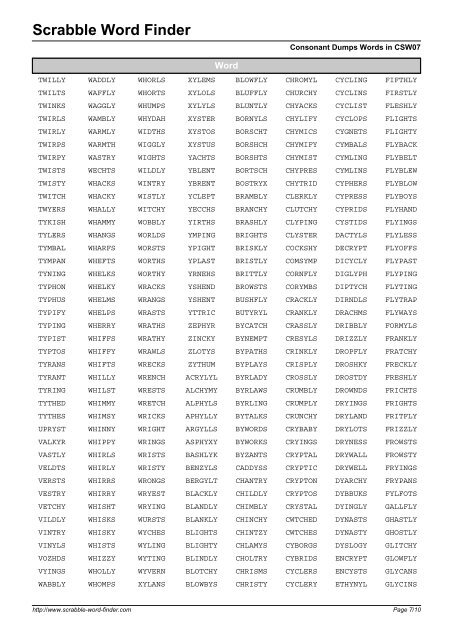 Word List - Scrabble Word Finder