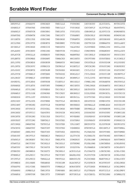 Word List - Scrabble Word Finder