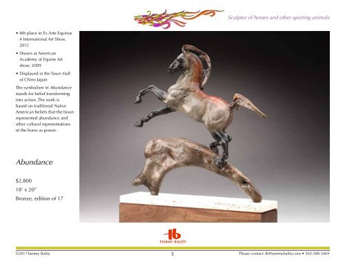 Sculptor of horses and other sporting animals - Tammy Bality