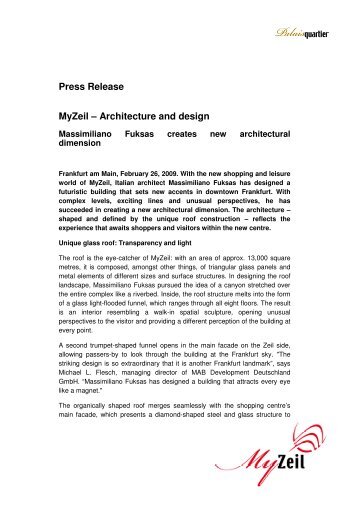 Press Release MyZeil – Architecture and design