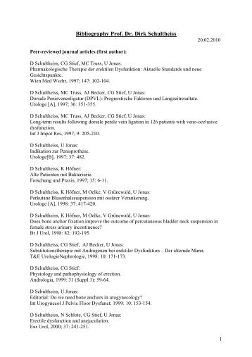 Bibliography Prof. Dr. Dirk Schultheiss (PDF)